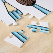 Persoonlijke gekleurde pennen en penselen legpuzzel (Zijkant)