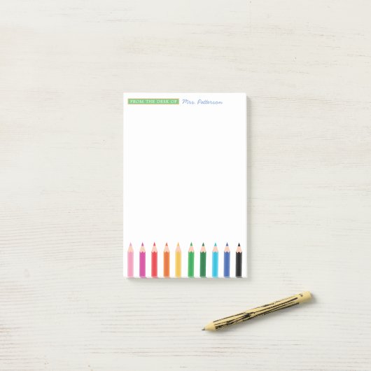 Persoonlijke gekleurde potlood Post-it-notities vo Post-it® Notes (Op bureau)