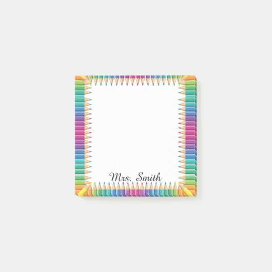 Persoonlijke gekleurde potlood sticky notities voo post-it® notes (Voorkant)