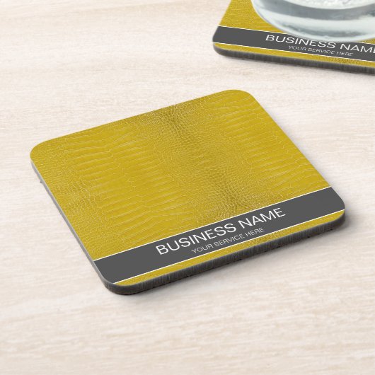 Persoonlijke Gele Alligator Textuurprint Bier Onderzetter (Linkerzijde)