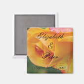 Persoonlijke gele blozende rozenbruiloft magneet (Voorkant / Achterkant)