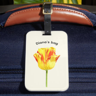 Persoonlijke gele en rode tulp bagagelabel