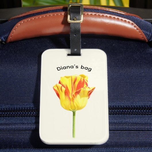 Persoonlijke gele en rode tulp bagagelabel (Voorkant Insitu 2)