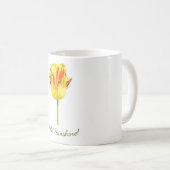 Persoonlijke gele en rode tulp koffiemok (Voorkant rechts)
