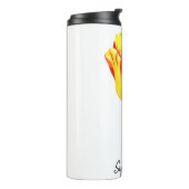 Persoonlijke gele en rode tulp thermosbeker (Gedraaid links)