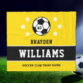 Persoonlijke gele en zwarte spelernaam fleece deken