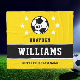 Persoonlijke gele en zwarte spelernaam fleece deken