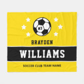 Persoonlijke gele en zwarte spelernaam fleece deken (Voorkant (Horizontaal))