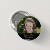 Persoonlijke gele foto afstudeerjaar knop ronde button 3,2 cm (Voorkant /achterkant)