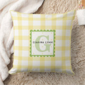 Persoonlijke Gele Gingham Monogram Kinderkamer Kussen (Deken)