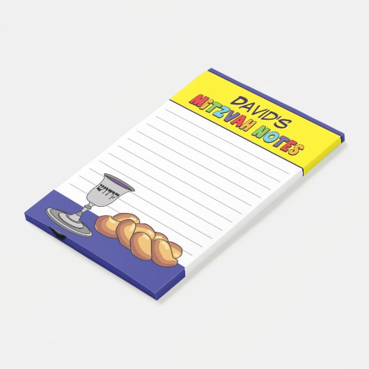 Persoonlijke Gele Kiddish Mitzvah Post-it® Notes (Schuin)