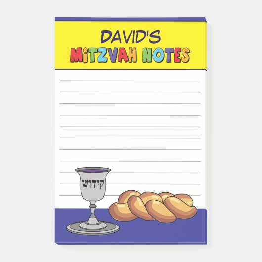Persoonlijke Gele Kiddish Mitzvah Post-it® Notes (Voorkant)
