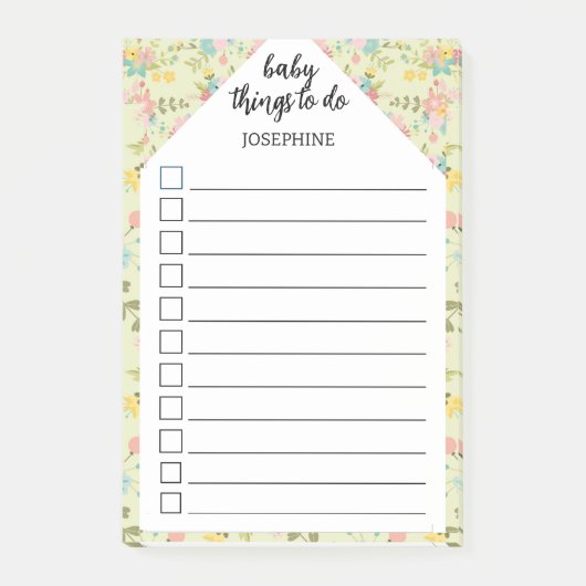 Persoonlijke gele roze groene baby activiteiten post-it® notes (Voorkant)