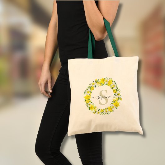Persoonlijke Gele Witte Narcis Krans Tote Bag