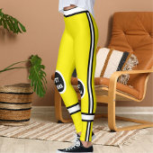 Persoonlijke Gele Zwarte Witte Huisdier Mama Strep Leggings