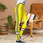 Persoonlijke Gele Zwarte Witte Huisdier Mama Strep Leggings