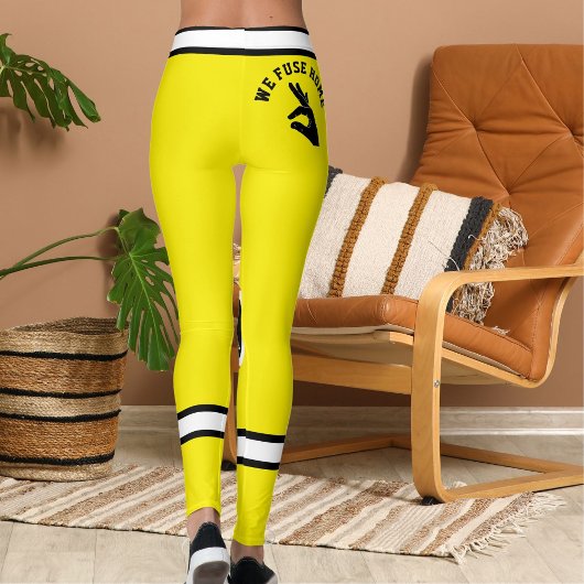 Persoonlijke Gele Zwarte Witte Huisdier Mama Strep Leggings