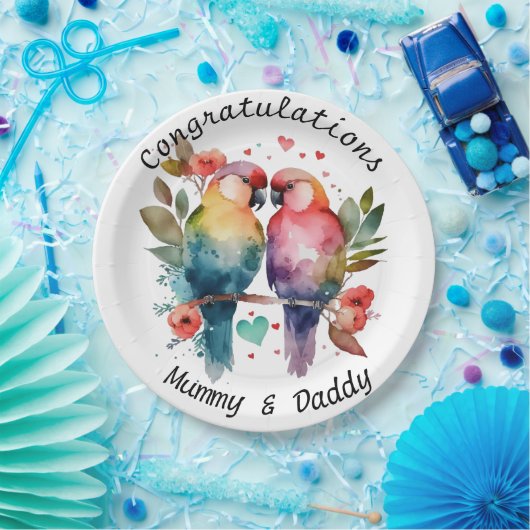 Persoonlijke gelegenheidsborden Liefdesvogels Papieren Bordje (Feest)