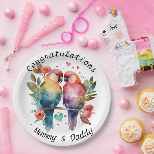 Persoonlijke gelegenheidsborden Liefdesvogels Papieren Bordje (Feest)