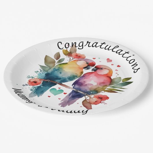 Persoonlijke gelegenheidsborden Liefdesvogels Papieren Bordje (Gekanteld)