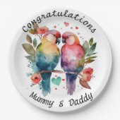 Persoonlijke gelegenheidsborden Liefdesvogels Papieren Bordje (Voorkant)