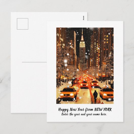 Persoonlijke gelukkig nieuwjaar 2025 New York kaar Feestdagenkaart (Voorkant / Achterkant)