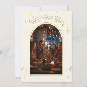 Persoonlijke gelukkig nieuwjaar-groet met mijn fot feestdagenkaart
