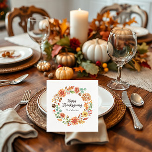 Persoonlijke "Gelukkig thanksgiving" krans Servet