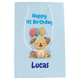 Persoonlijke Gelukkige 1e Verjaardag Cadeaupapier, Medium Cadeauzakje