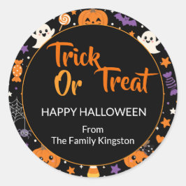 Persoonlijke Gelukkige Halloween Familie Naam Stic Ronde Sticker