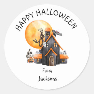 Persoonlijke Gelukkige Halloween met Lieve Geest Ronde Sticker