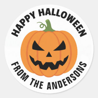 Persoonlijke Gelukkige Halloween Pompoen Ronde Sti Sticker