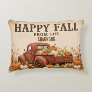 Persoonlijke Gelukkige Herfst Vintage Rode Truck F Accent Kussen