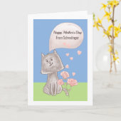 Persoonlijke gelukkige moederdag van de kat kaart (Gele Bloem)