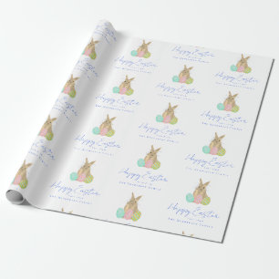 Persoonlijke Gelukkige Paashaas Waterverf Cadeaupapier