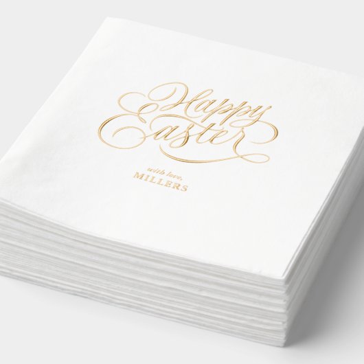 Persoonlijke Gelukkige Pasen Elegante Typografie Folie Servetten (Detail)
