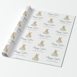 Persoonlijke Gelukkige Pasen Konijn Watercolor Cadeaupapier