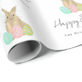 Persoonlijke Gelukkige Pasen Konijn Watercolor Cadeaupapier (Rol Hoek)