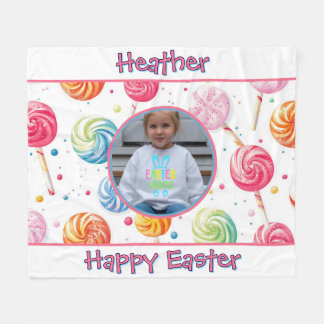 Persoonlijke gelukkige Pasen Lollypop Candy Foto Fleece Deken