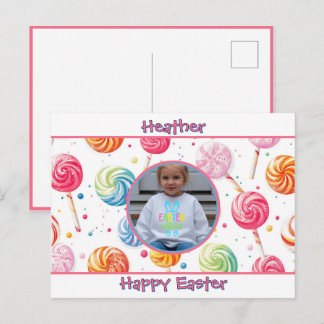 Persoonlijke gelukkige Pasen Lollypop Snoep Foto Briefkaart