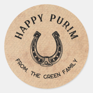 Persoonlijke gelukkige Purim ronde sticker - Hoefi