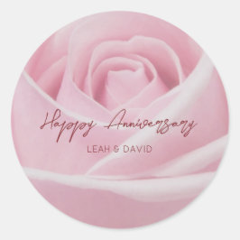 Persoonlijke gelukkige verjaardag roze roos ronde sticker