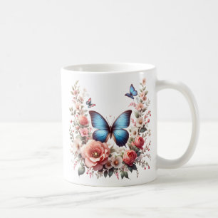 Persoonlijke Gelukkige Verjaardag Vlinder Bloemen- Koffiemok