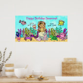 Persoonlijke Gelukkige Verjaardag Zeemeermin Poste Poster (Keuken)
