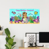 Persoonlijke Gelukkige Verjaardag Zeemeermin Poste Poster (Thuiskantoor)