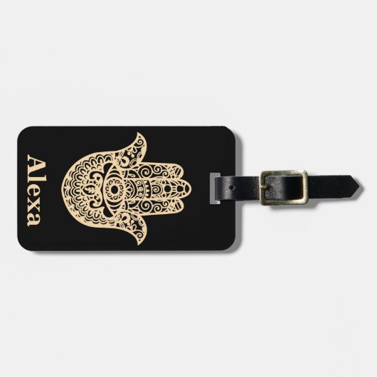 Persoonlijke gelukshamsa hand bagagelabel (Voorkant horizontaal)