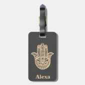 Persoonlijke gelukshamsa hand bagagelabel (Achterkant verticaal)