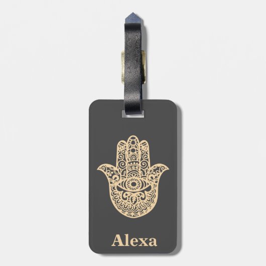 Persoonlijke gelukshamsa hand bagagelabel (Achterkant verticaal)