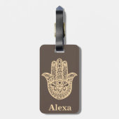 Persoonlijke gelukshamsa hand bagagelabel (Achterkant verticaal)