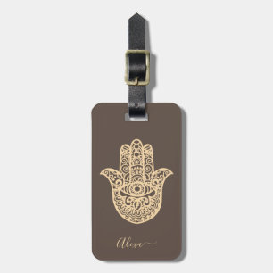 Persoonlijke gelukshamsa hand bagagelabel